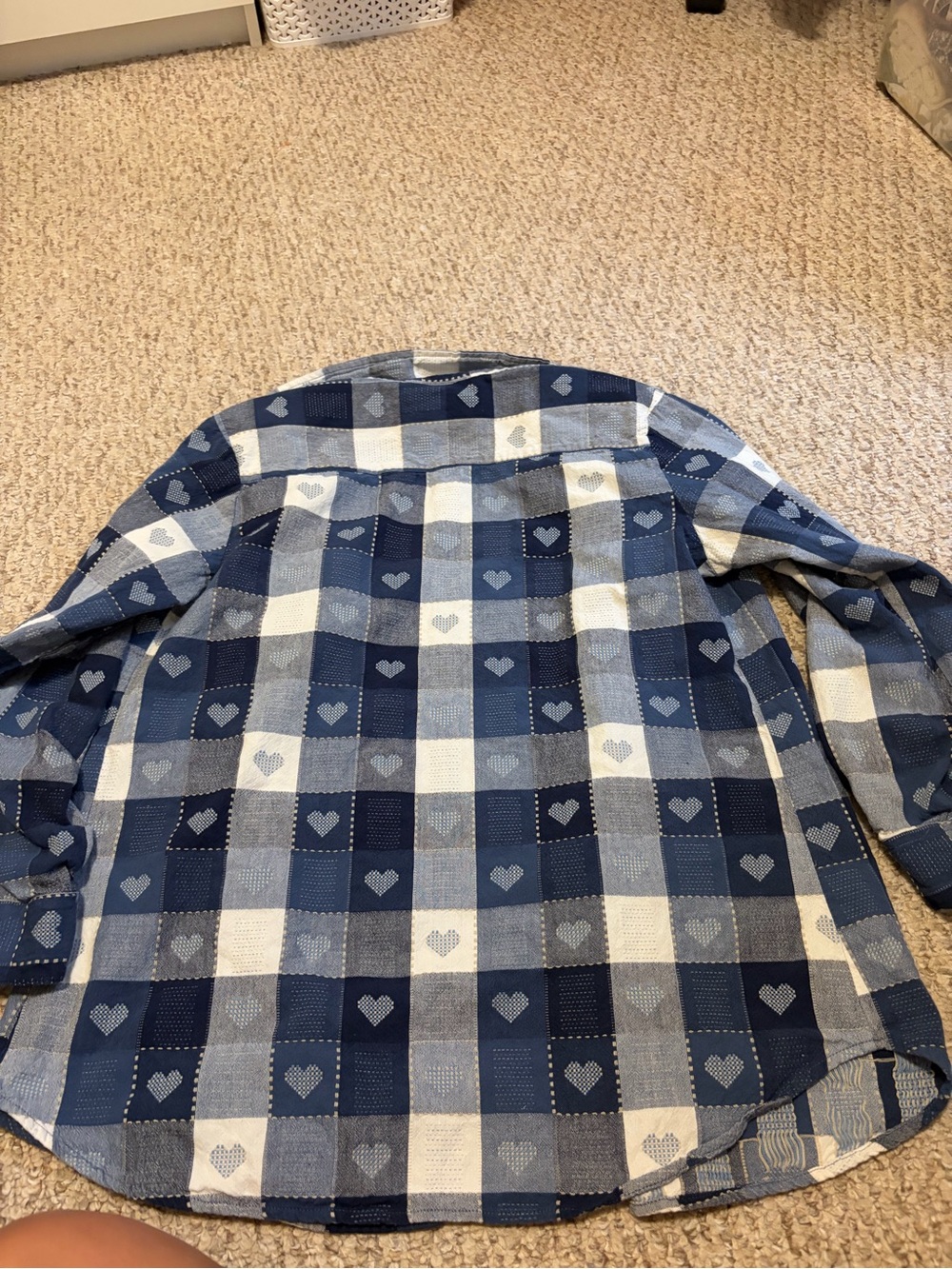 Blue Plaid Heart Button-Up Shirt - Picture 2 of 4